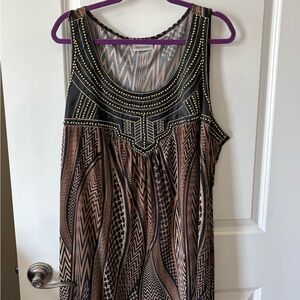 Avenue Black and Brown Sleeveless Studded Tank Top